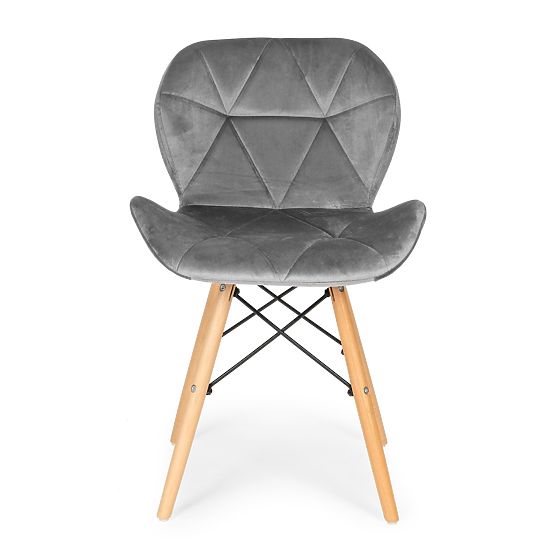 Set di 4 sedie in velluto per sala da pranzo e soggiorno - grigie