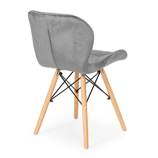 Set di 4 sedie in velluto per sala da pranzo e soggiorno - grigie