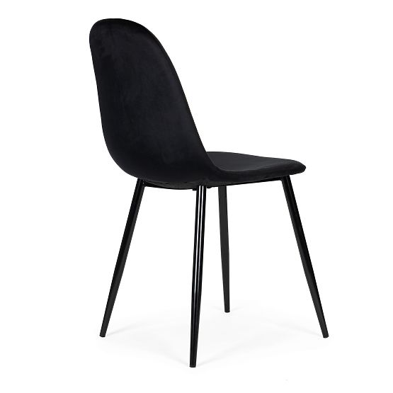 Set di 4 sedie in velluto per sala da pranzo e soggiorno - nero