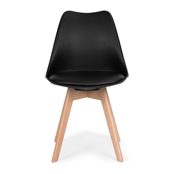 Set di 4 sedie per soggiorno e sala da pranzo con cuscino in ecopelle Nero ModernHome