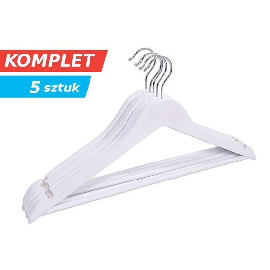 Set di 5 appendiabiti in legno RONDO bianco