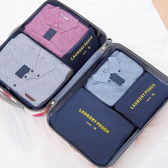 Set di 6 organizer da viaggio GAVIN blu scuro