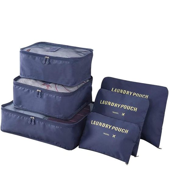 Set di 6 organizer da viaggio GAVIN blu scuro