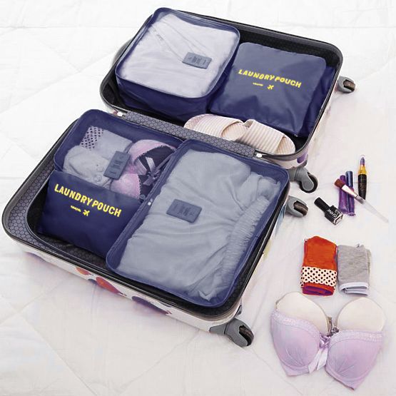Set di 6 organizer da viaggio GAVIN blu scuro