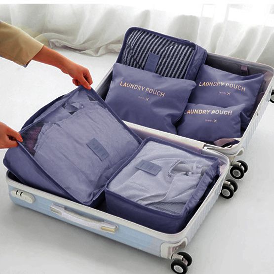 Set di 6 organizer da viaggio GAVIN blu scuro