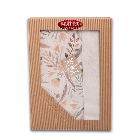 Set di biancheria da letto LINEN- leaves 220x200 + 2x 70x80