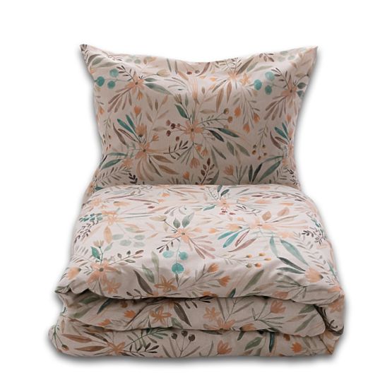 Set di biancheria da letto LINEN- leaves 220x200 + 2x 70x80