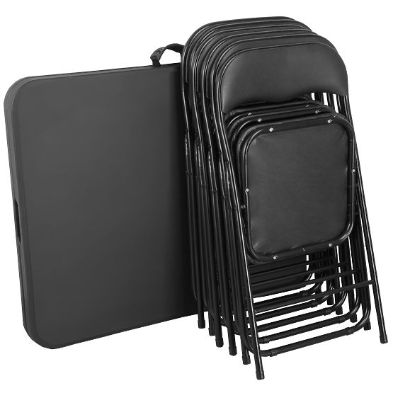 Set di catering FETA BLACK 180 cm + 6 sedie BASICO