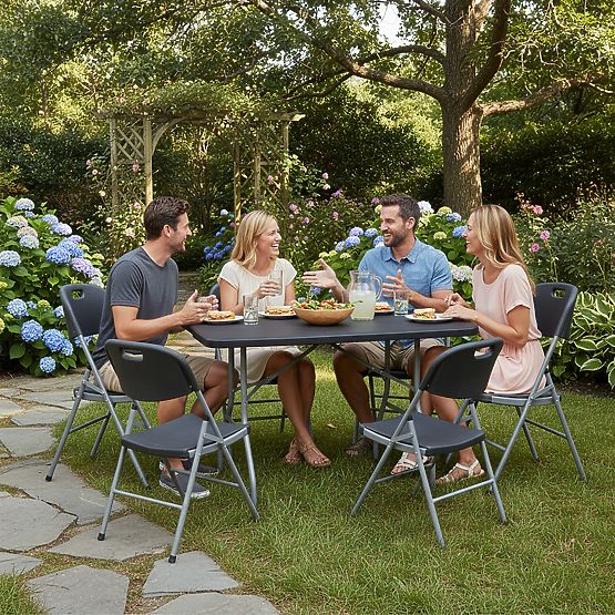 Set di catering FETA BLACK 180 cm + 6 sedie BLACK