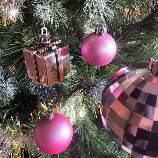 Set di decorazioni natalizie Lila/Rosa 208 pezzi