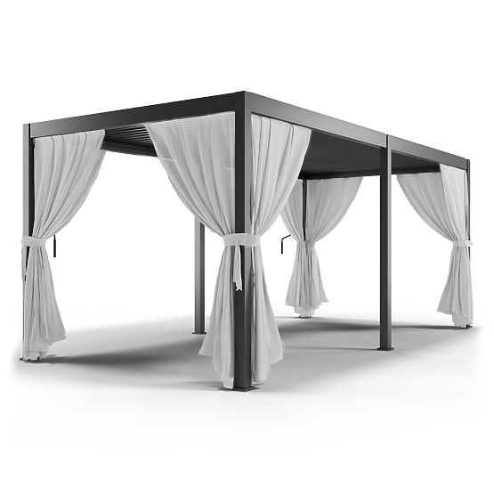 Set di due tende 278 cm per lato pergola 6 m, bianche