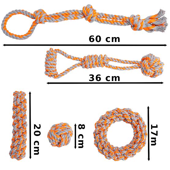 Set di giochi da tiro per cani SPANKY 5 pezzi