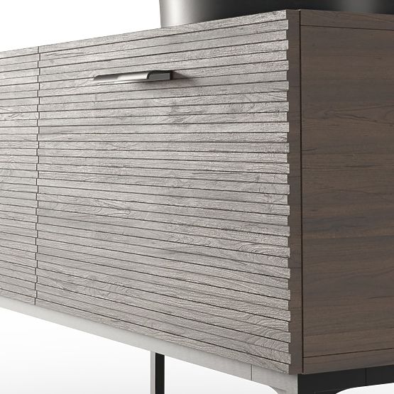 Set di mobile con lavabo La Purete 120 cm, scanalato, noce/nero
