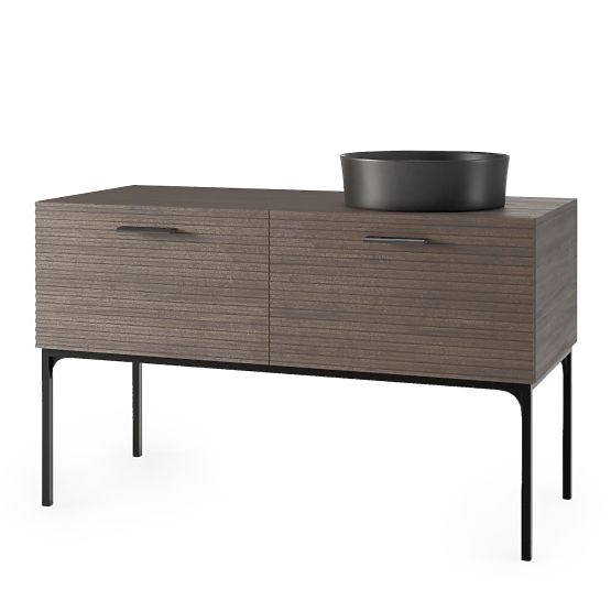 Set di mobile con lavabo La Purete 120 cm, scanalato, noce/nero