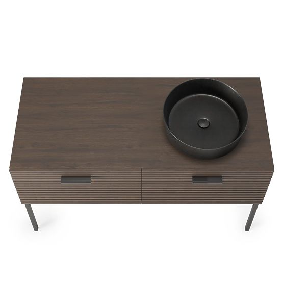 Set di mobile con lavabo La Purete 120 cm, scanalato, noce/nero