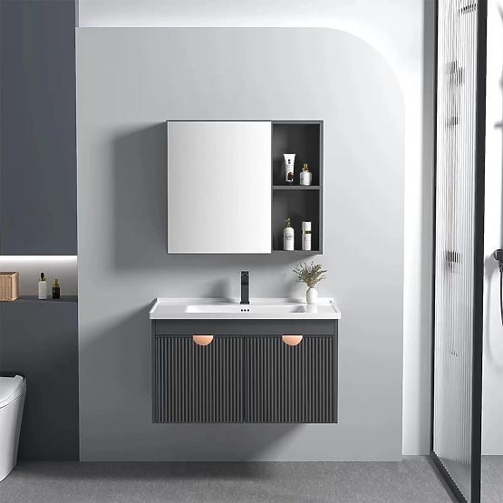 Set di mobili da bagno con lavabo Mario 60 cm Grigio
