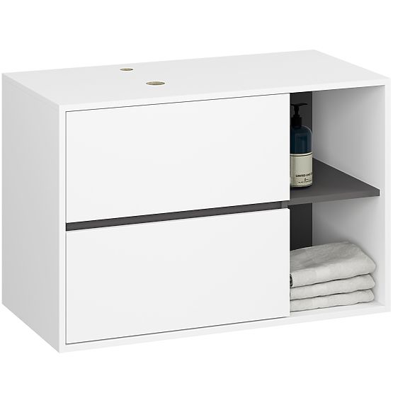SET DI MOBILI DA BAGNO SOSPESI CON FORI VAMI BIANCO / GRIGIO GRAFITE