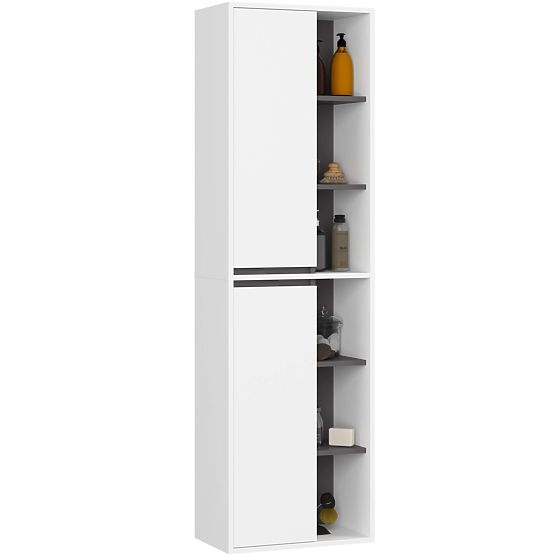 SET DI MOBILI DA BAGNO SOSPESI CON FORI VAMI BIANCO / GRIGIO GRAFITE