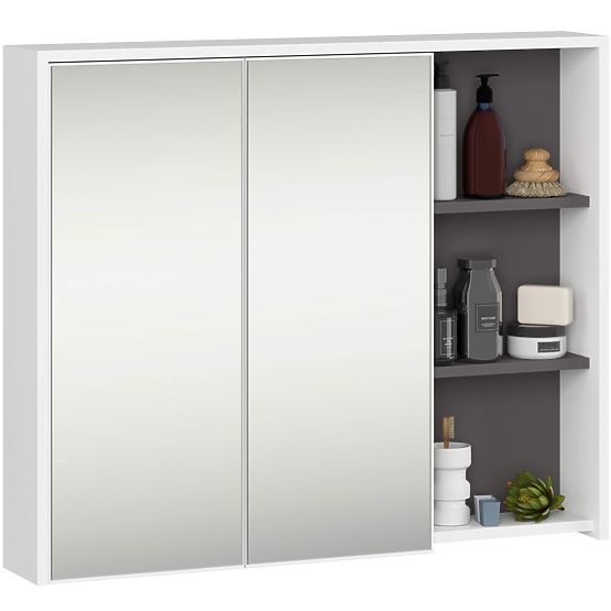 SET DI MOBILI DA BAGNO SOSPESI CON FORI VAMI BIANCO / GRIGIO GRAFITE