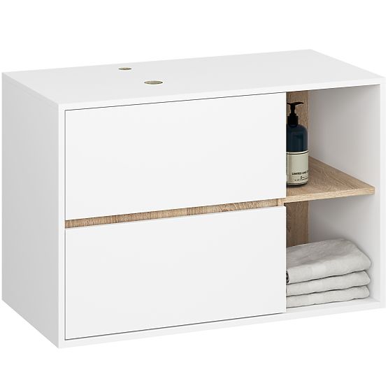 SET DI MOBILI DA BAGNO SOSPESI CON FORI VAMI BIANCO / ROVERE SONOMA