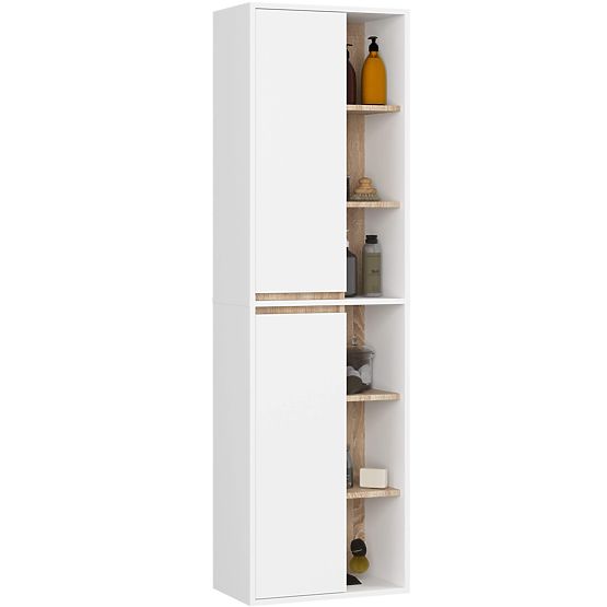 SET DI MOBILI DA BAGNO SOSPESI CON FORI VAMI BIANCO / ROVERE SONOMA