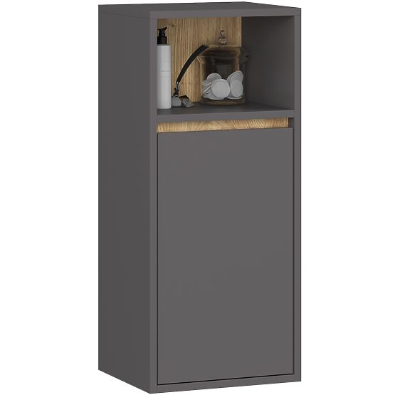 SET DI MOBILI DA BAGNO SOSPESI CON FORI VAMI GRIGIO GRAFITE / ROVERE ARTIGIANO