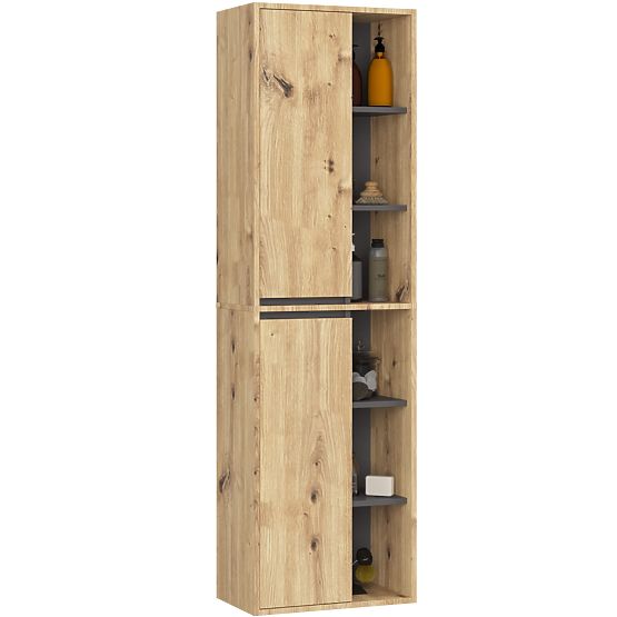 SET DI MOBILI DA BAGNO SOSPESI CON FORI VAMI ROVERE ARTIGIANALE / GRAFITE GRIGIO
