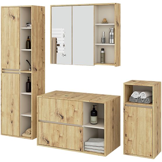 SET DI MOBILI DA BAGNO SOSPESI CON FORI VAMI ROVERE ARTISAN / CASHMERE