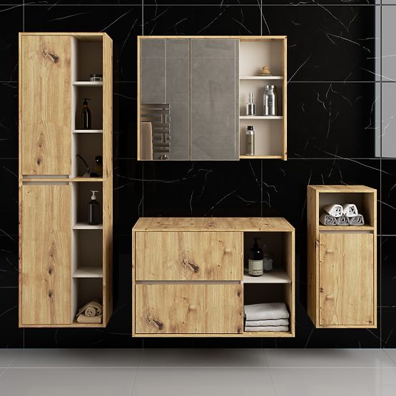 SET DI MOBILI DA BAGNO SOSPESI CON FORI VAMI ROVERE ARTISAN / CASHMERE