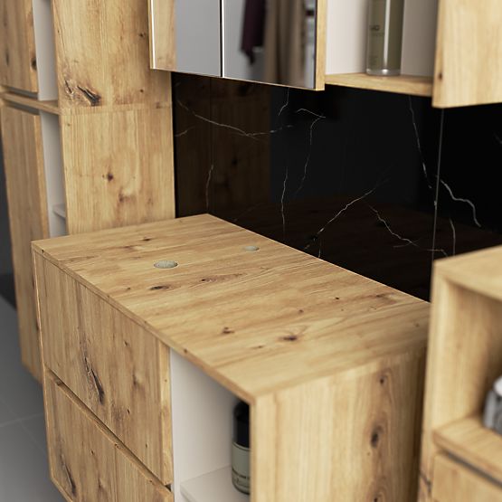 SET DI MOBILI DA BAGNO SOSPESI CON FORI VAMI ROVERE ARTISAN / CASHMERE