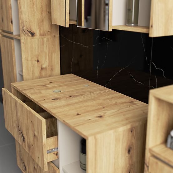 SET DI MOBILI DA BAGNO SOSPESI CON FORI VAMI ROVERE ARTISAN / CASHMERE