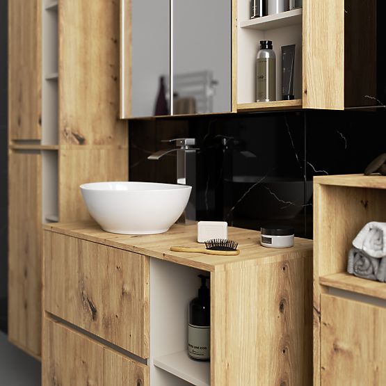 SET DI MOBILI DA BAGNO SOSPESI CON FORI VAMI ROVERE ARTISAN / CASHMERE