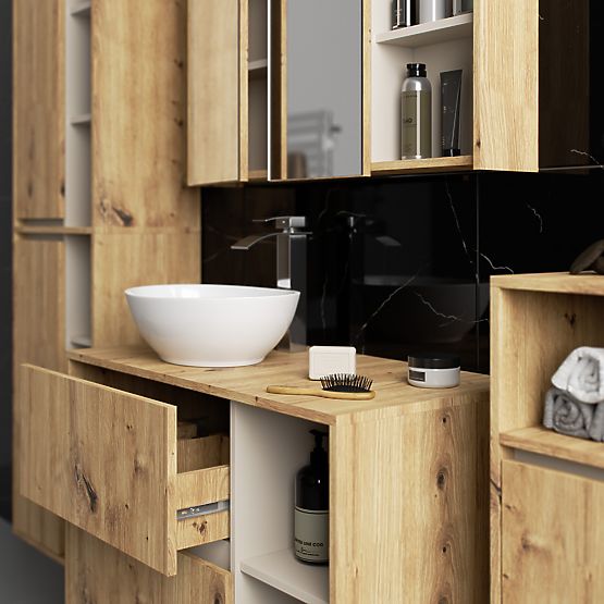 SET DI MOBILI DA BAGNO SOSPESI CON FORI VAMI ROVERE ARTISAN / CASHMERE