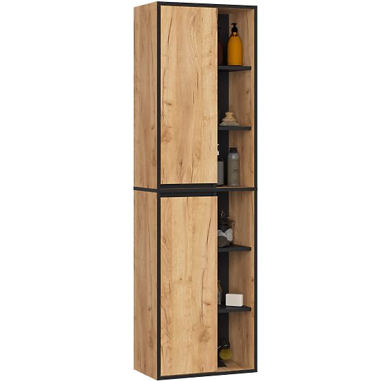SET DI MOBILI DA BAGNO SOSPESI CON FORI VAMI ROVERE CRAFT / NERO