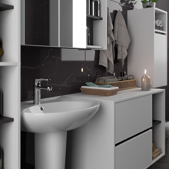SET DI MOBILI DA BAGNO SOSPESI VAMI BIANCO / GRIGIO GRAFITE