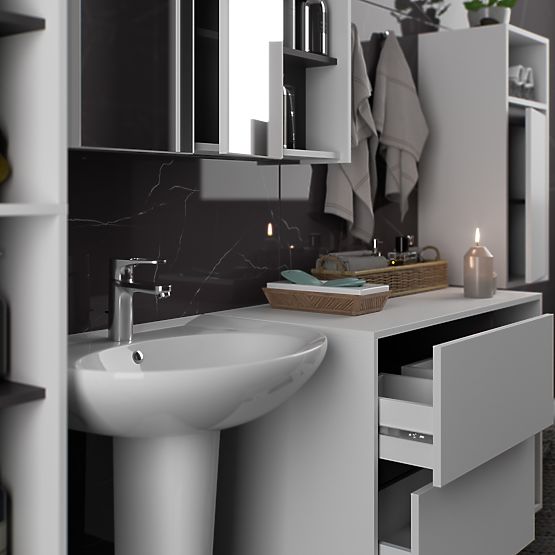 SET DI MOBILI DA BAGNO SOSPESI VAMI BIANCO / GRIGIO GRAFITE