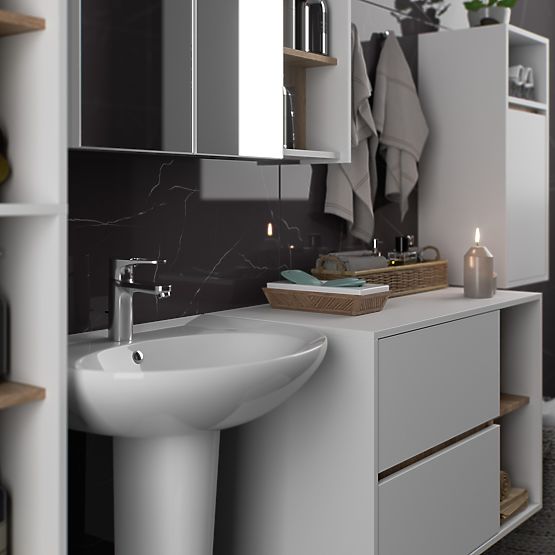 SET DI MOBILI DA BAGNO SOSPESI VAMI BIANCO / ROVERE SONOMA
