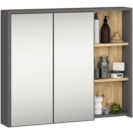 SET DI MOBILI DA BAGNO SOSPESI VAMI GRAFITE GRIGIO / ROVERE ARTIGIANO