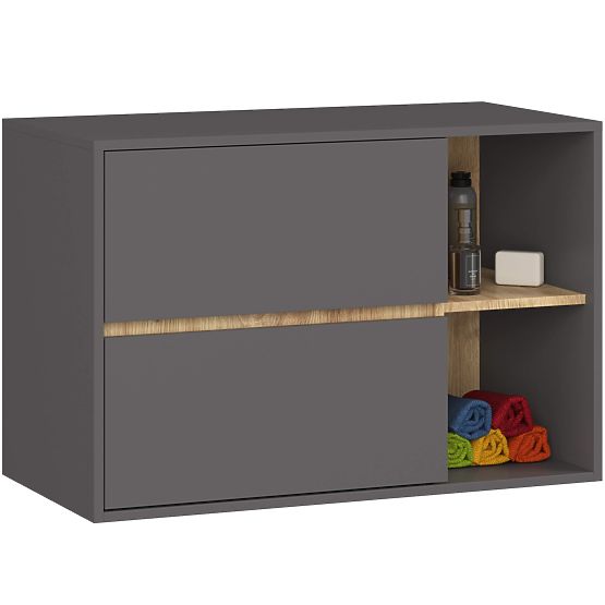 SET DI MOBILI DA BAGNO SOSPESI VAMI GRAFITE GRIGIO / ROVERE ARTIGIANO