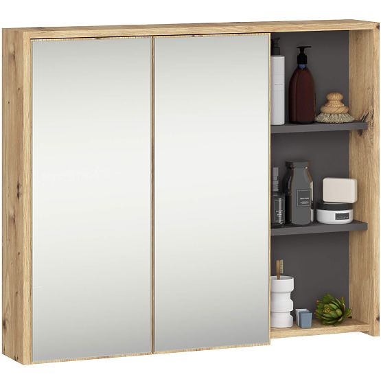 SET DI MOBILI DA BAGNO SOSPESI VAMI ROVERE ARTIGIANALE / GRIGIO GRAFITE