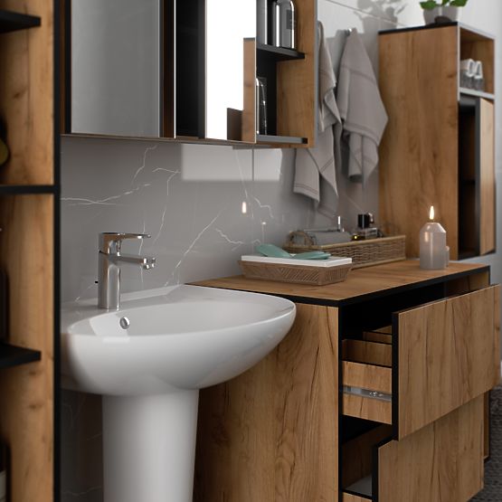SET DI MOBILI DA BAGNO SOSPESI VAMI ROVERE CRAFT / NERO