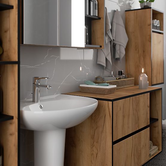 SET DI MOBILI DA BAGNO SOSPESI VAMI ROVERE CRAFT / NERO