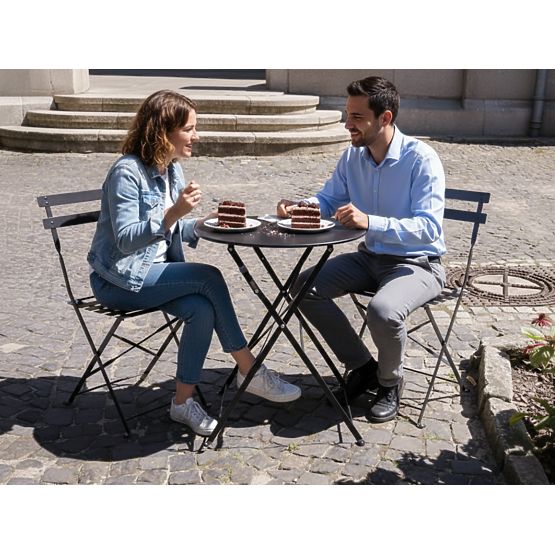 Set di mobili da balcone (2 x sedie pieghevoli + tavolo) SEMPLICI Acciaio Nero