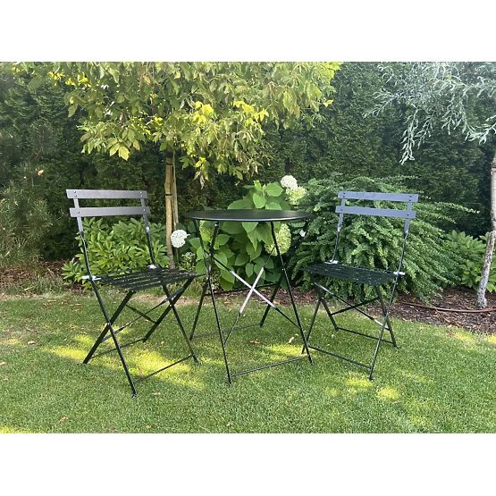 Set di mobili da balcone (2 x sedie pieghevoli + tavolo) SEMPLICI Acciaio Nero