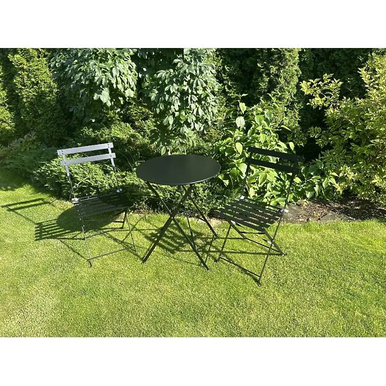 Set di mobili da balcone (2 x sedie pieghevoli + tavolo) SEMPLICI Acciaio Nero