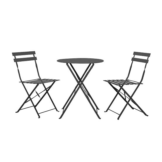 Set di mobili da balcone (2 x sedie pieghevoli + tavolo) SEMPLICI Acciaio Nero