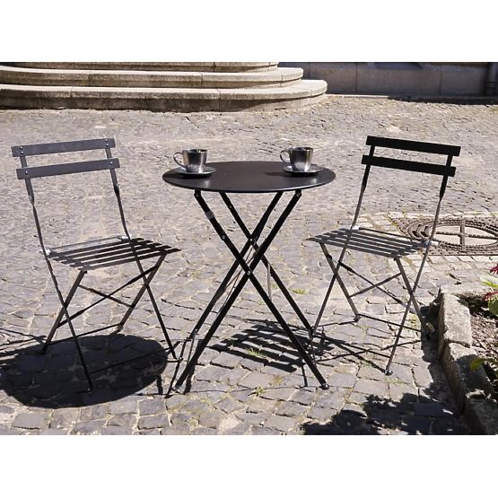 Set di mobili da balcone (2 x sedie pieghevoli + tavolo) SEMPLICI Acciaio Nero