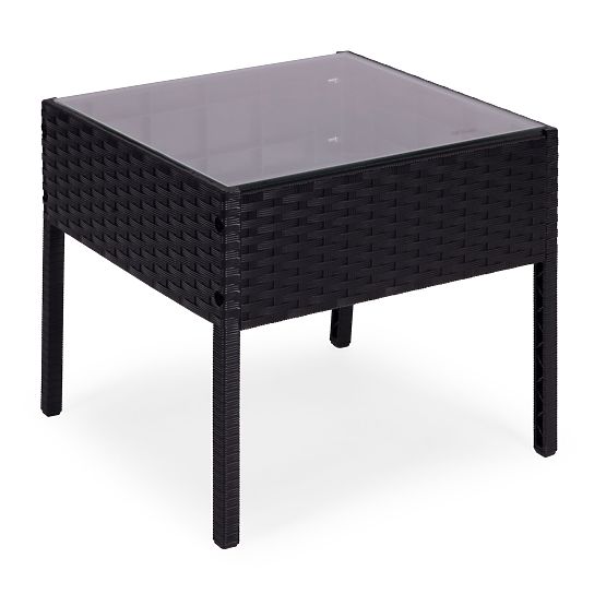 Set di mobili da giardino 2 poltrone + tavolino in vetro temperato nero MultiGarden