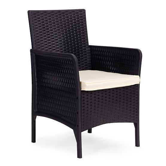Set di mobili da giardino 2 poltrone + tavolino in vetro temperato nero MultiGarden
