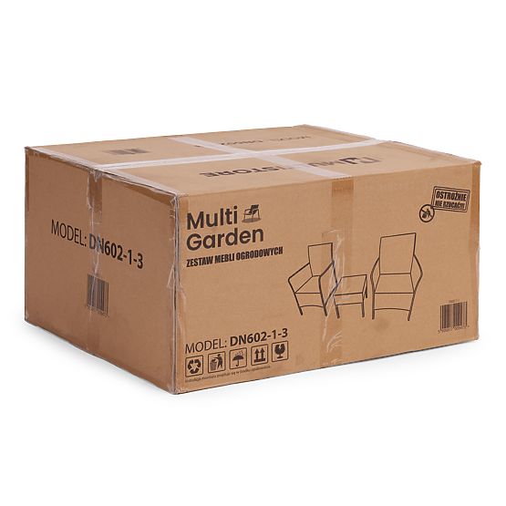 Set di mobili da giardino 2 poltrone + tavolino in vetro temperato nero MultiGarden